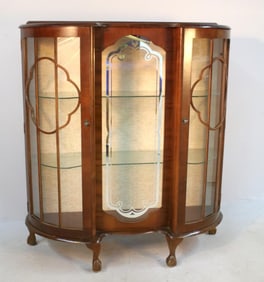 George V Figured Walnut and Glazed Display Cabinet