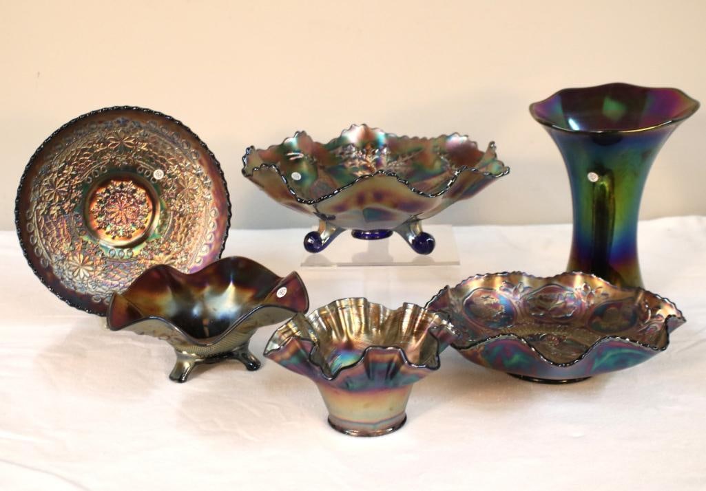 Group of Iridescent Carnival Glass Articles (1 of 6)