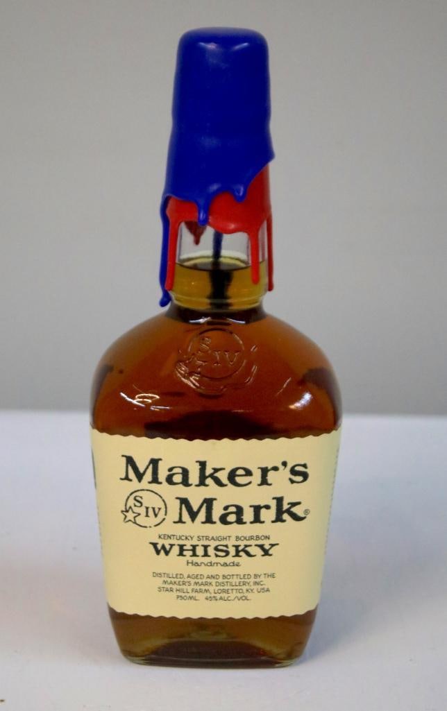 Maker’s Mark - UK vs. UL Rivalry Game Bottle: Maker’s Mark - UK vs. UL Rivalry Game BottleMaker’s Mark Kentucky Straight Bourbon Whisky, 45% alc./vol., 750 ml, featuring a distinctive red and blue double-wax seal over the standard Maker’s M