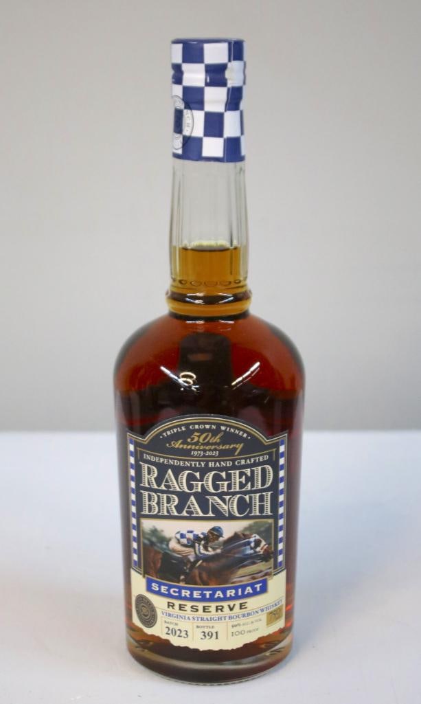 Ragged Branch “Secretariat Reserve" 50th Anniversary Bottle: Ragged Branch “Secretariat Reserve” 50th Anniversary Bottle Bottle #391. Full-size bottle of Ragged Branch Distillery “Secretariat Reserve,” released in 2023 to commemorate the 50th an