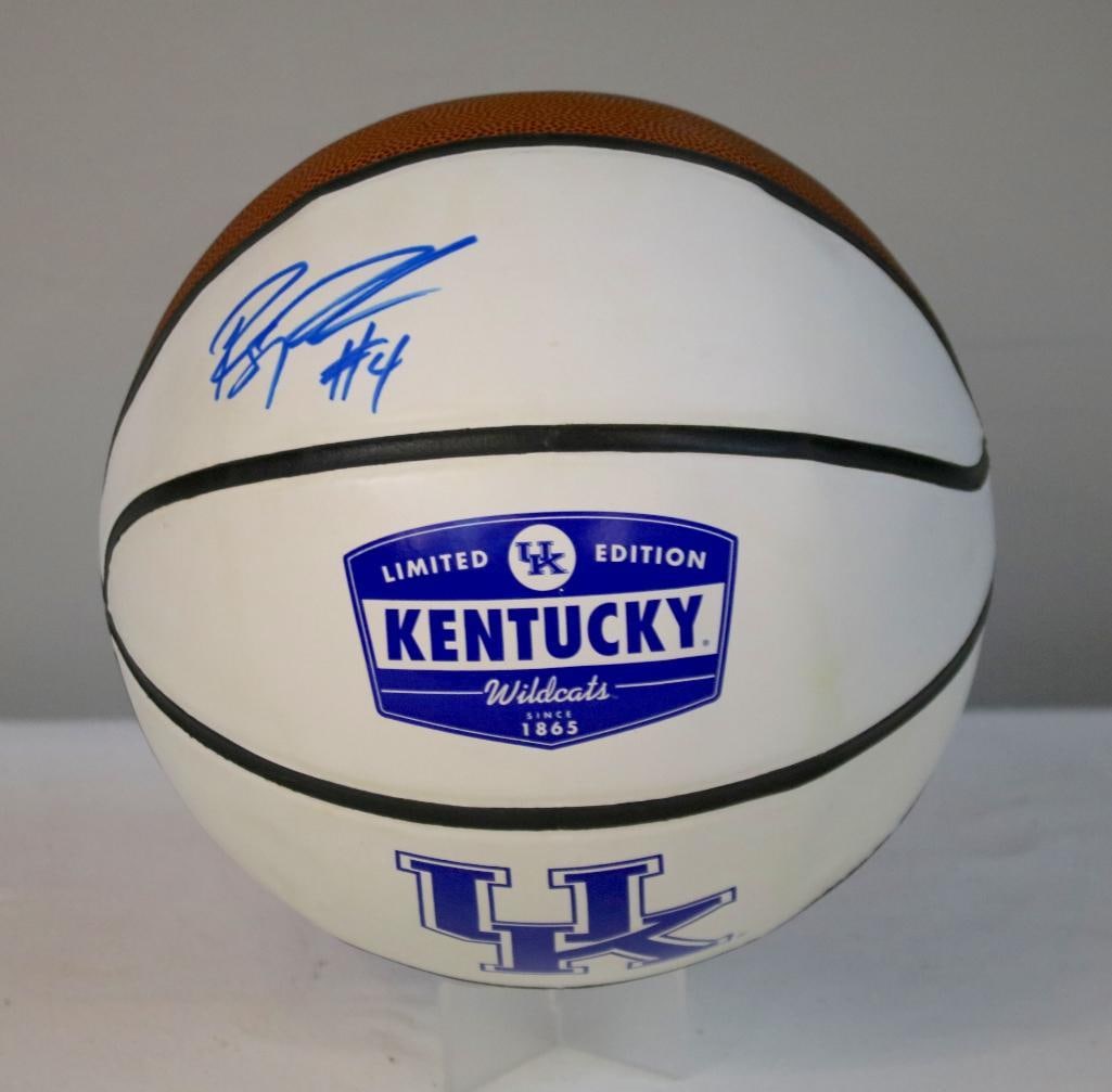 Rajon Rondo Signed UK Wildcats Basketball: Limited edition University of Kentucky Wildcats basketball signed in blue marker by Rajon Rondo, featuring Kentucky Wildcats branding and “Limited Edition” designation. Signature is unauthenti