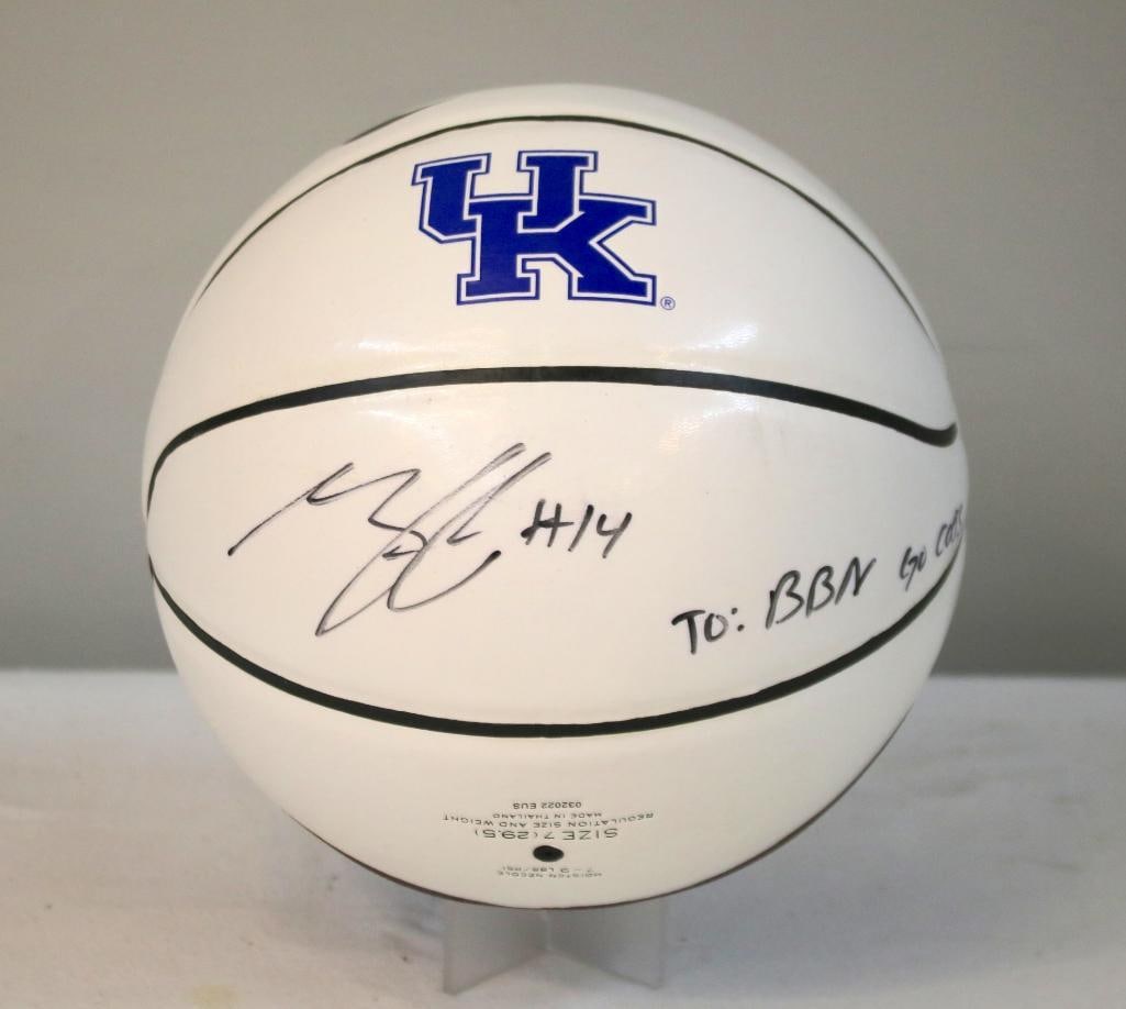 Michael Kidd-Gilchrist Signed UK Wildcats Basketball: Nike University of Kentucky Wildcats basketball signed in black marker by Michael Kidd-Gilchrist, with inscription “#14” and personal dedication “To: BBN – Go Cats.” The signature is