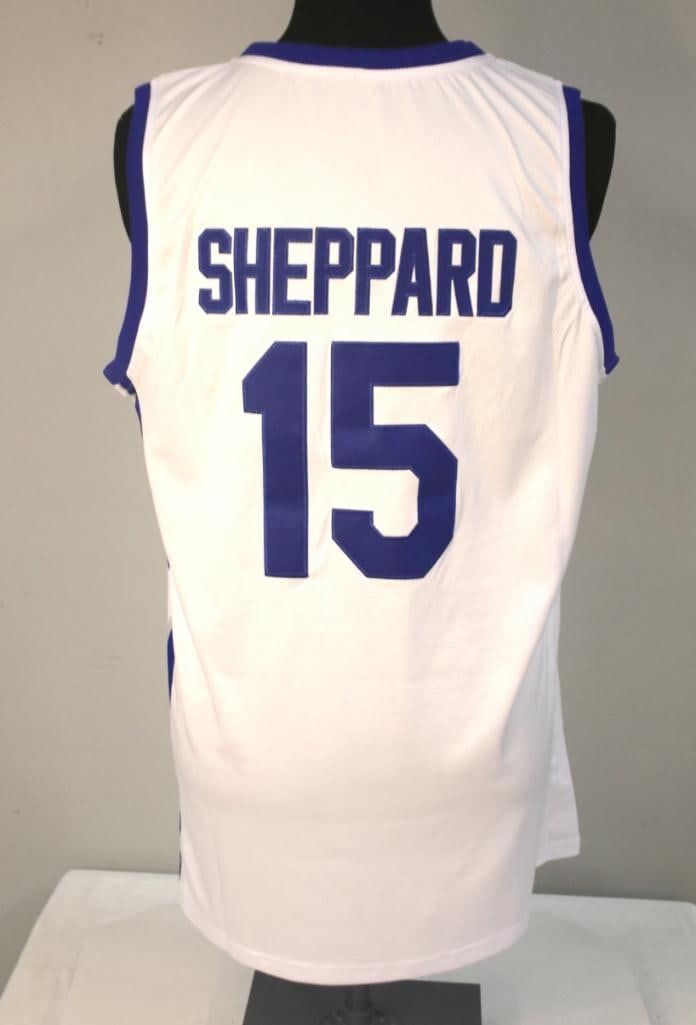 Reed Sheppard or Jeff Sheppard Attributed Kentucky Jersey #1: White Nike Team University of Kentucky Wildcats basketball jersey, size XL, featuring blue “Kentucky” lettering and number 15 on the front, with the reverse lettered “Sheppard” above n