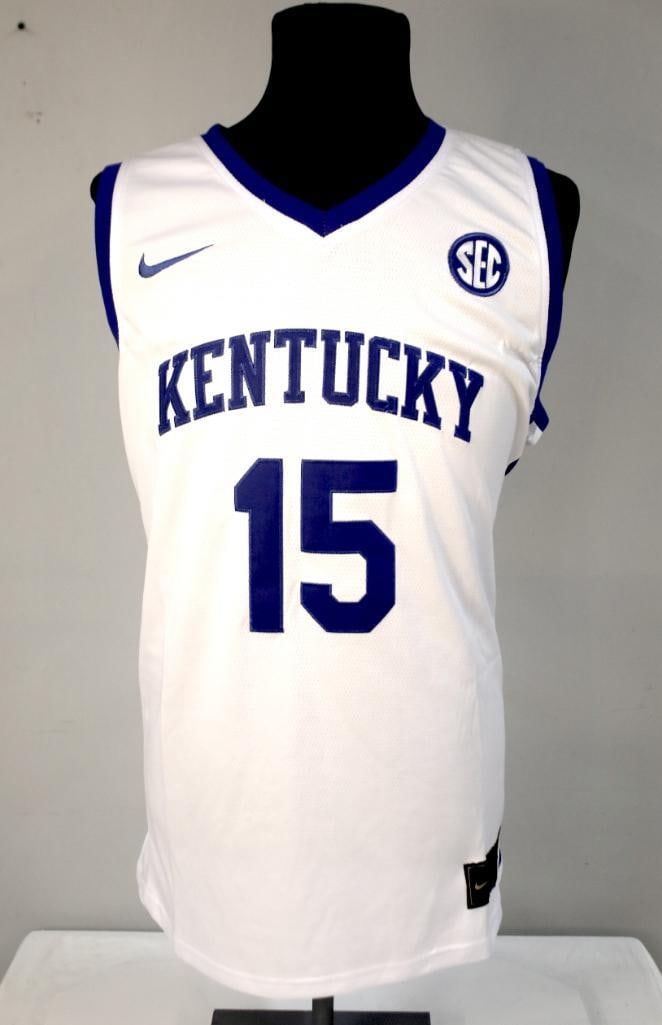 Reed Sheppard or Jeff Sheppard Attributed Kentucky Jersey #2: White Nike Team University of Kentucky Wildcats basketball jersey, size XL, featuring blue “Kentucky” lettering and number 15 on the front, with the reverse lettered “Sheppard” above n