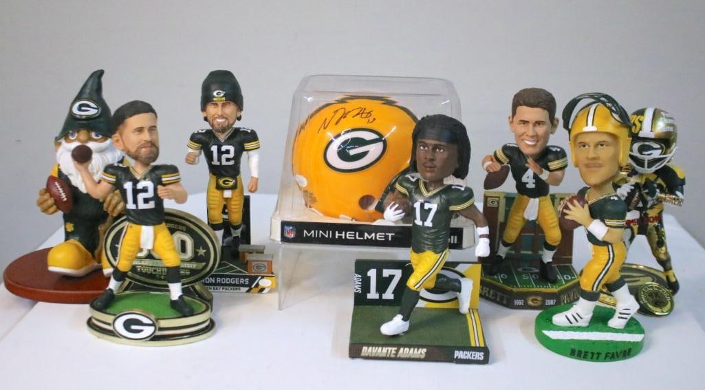 Green Bay Packers Bobblehead and Autographed Mini Helmet Group (1 of 6)