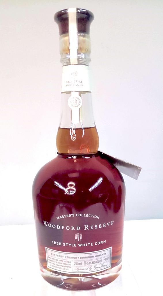 Woodford Reserve Master’s Collection 1838 Style White Corn: Woodford Reserve Master’s Collection 1838 Style White CornKentucky straight bourbon whiskey, 1838 Style White Corn, Master’s Collection release, 750 ml, 45.2% alc/vol (90.4 proof), bottle no. 17,3