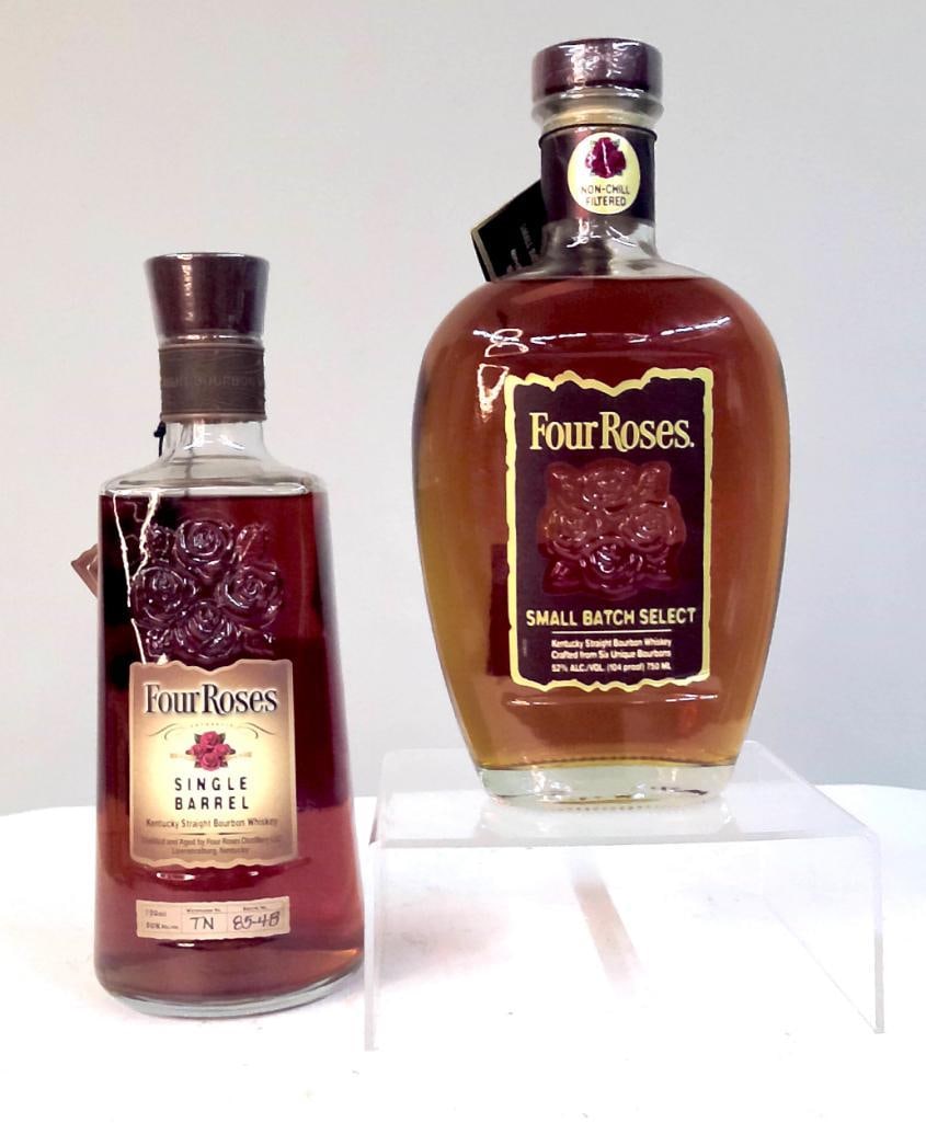 Four Roses Small Batch Select & Four Roses Single Barrel (Private Selection): Four Roses Small Batch Select & Four Roses Single Barrel (Private Selection) Two bottles comprising Four Roses Kentucky Straight Bourbon Whiskey expressions. The Small Batch Select (750 ml) is