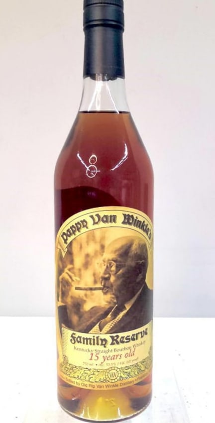 2014 - Pappy Van Winkle’s Family Reserve 15 Year: Pappy Van Winkle’s Family Reserve 15 Year (2014)Produced by Buffalo Trace Distillery, Frankfort, Kentucky; Kentucky Straight Bourbon Whiskey identified as Pappy Van Winkle’s Family Reserve 15 Year