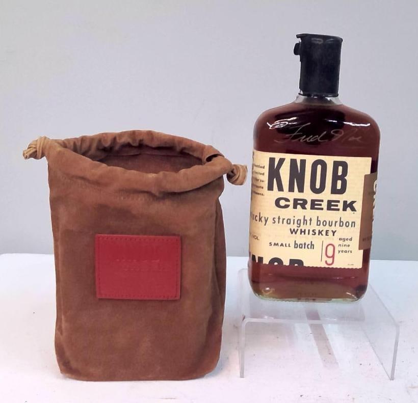 Knob Creek Bourbon - 9 Years - Signed by Fred Noe: Knob Creek Bourbon - 9 Years - Signed by Fred Noe A Knob Creek Kentucky Straight Bourbon Whiskey, aged 9 years, produced by Jim Beam, Clermont, Kentucky, 750 ml, 50% alcohol by volume (100 proof), ea