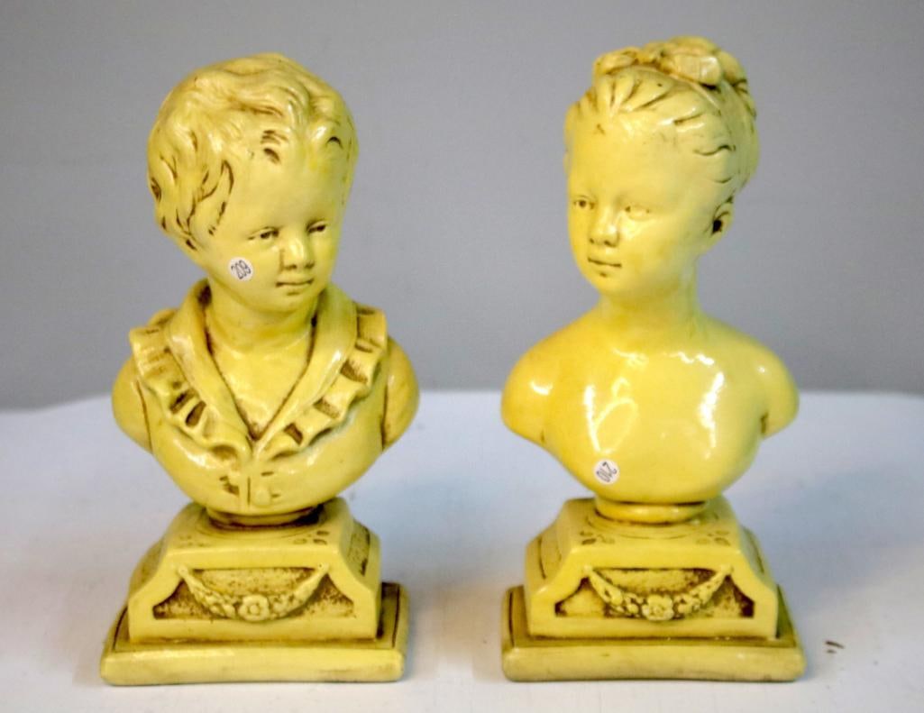 Pair of Alexander Backer Style Chalkware Bust Bookends (1 of 6)