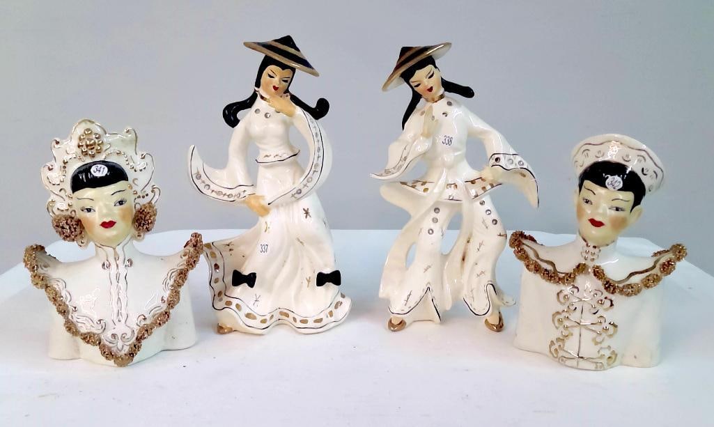 Porcelain Figurines of Dancing Asian Ladies (1 of 9)