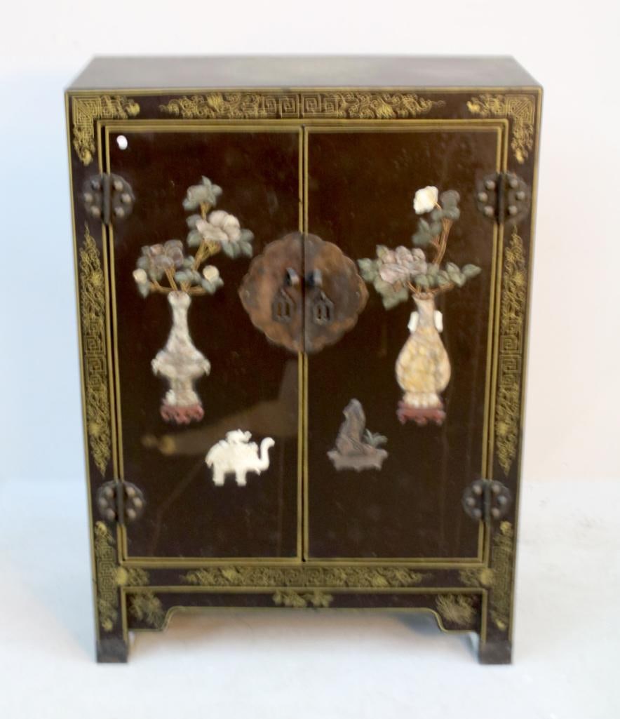 Chinese Export Black Lacquer Cabinet (1 of 8)