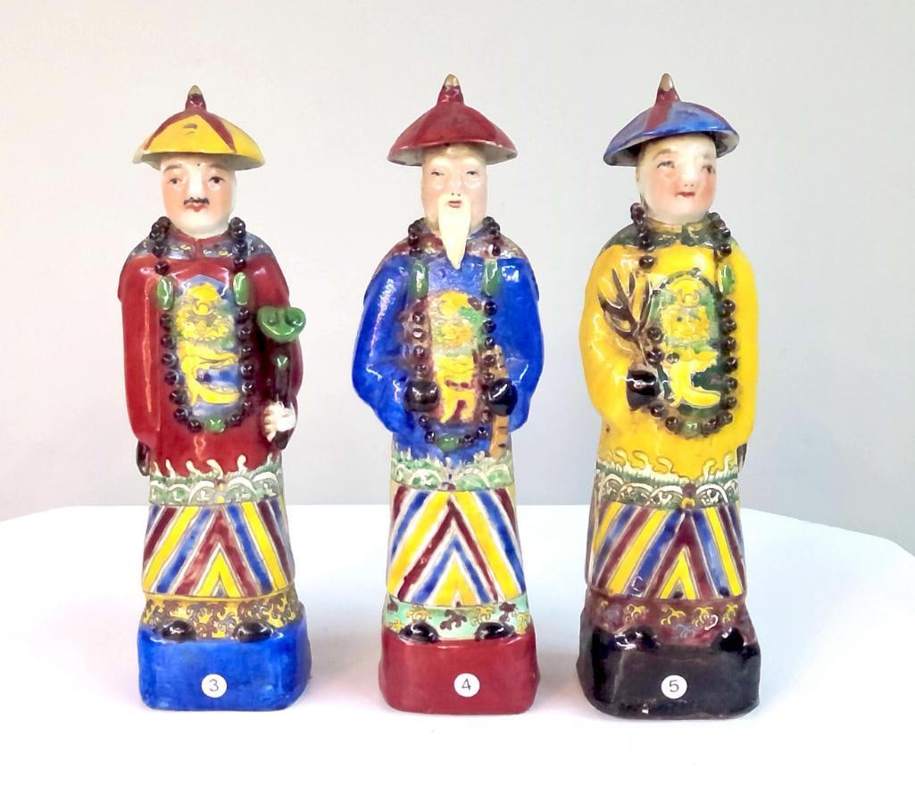 Three Chinese Glazed Ceramic Figures of Officials (1 of 10)