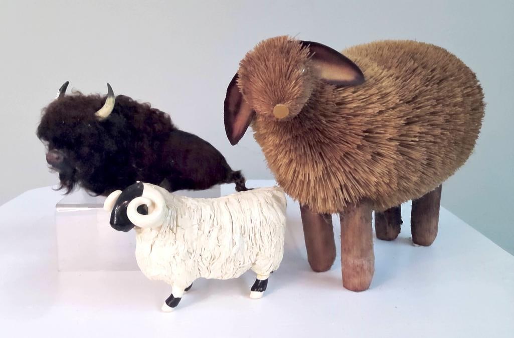 Group of Animal Figures, including Brushwork Sheep and Covered Bison (1 of 11)