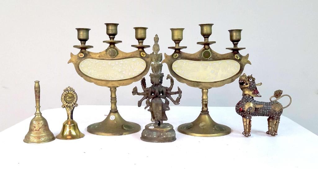 Brass Decorative Articles Including Candelabra and Figural Examples (1 of 14)