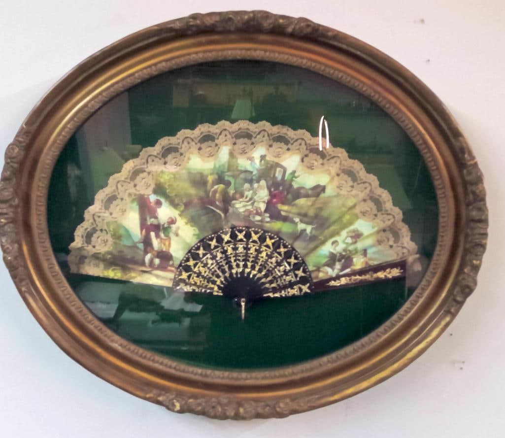 Framed Decorative Lace Fan Shadowbox Wall Hanging (1 of 6)