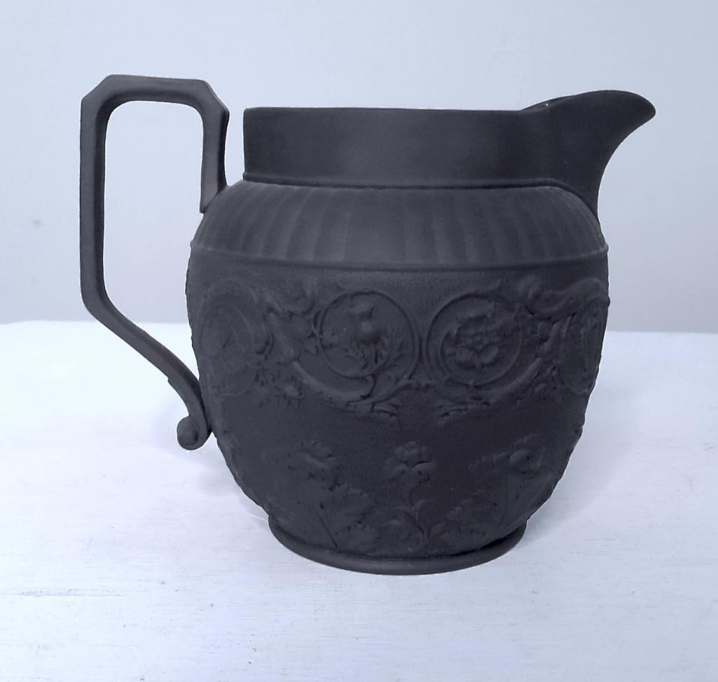 Wedgwood Black Basalt Relief Decorated Cream Jug, Pattern No. 12 (1 of 12)