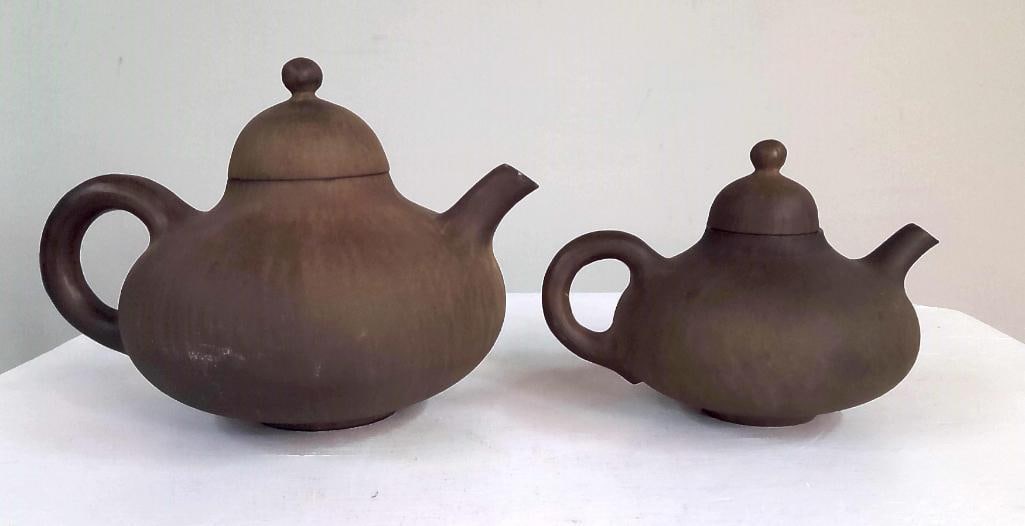 Pair of Danish Studio Pottery Teapots, Marked MMP (1 of 10)