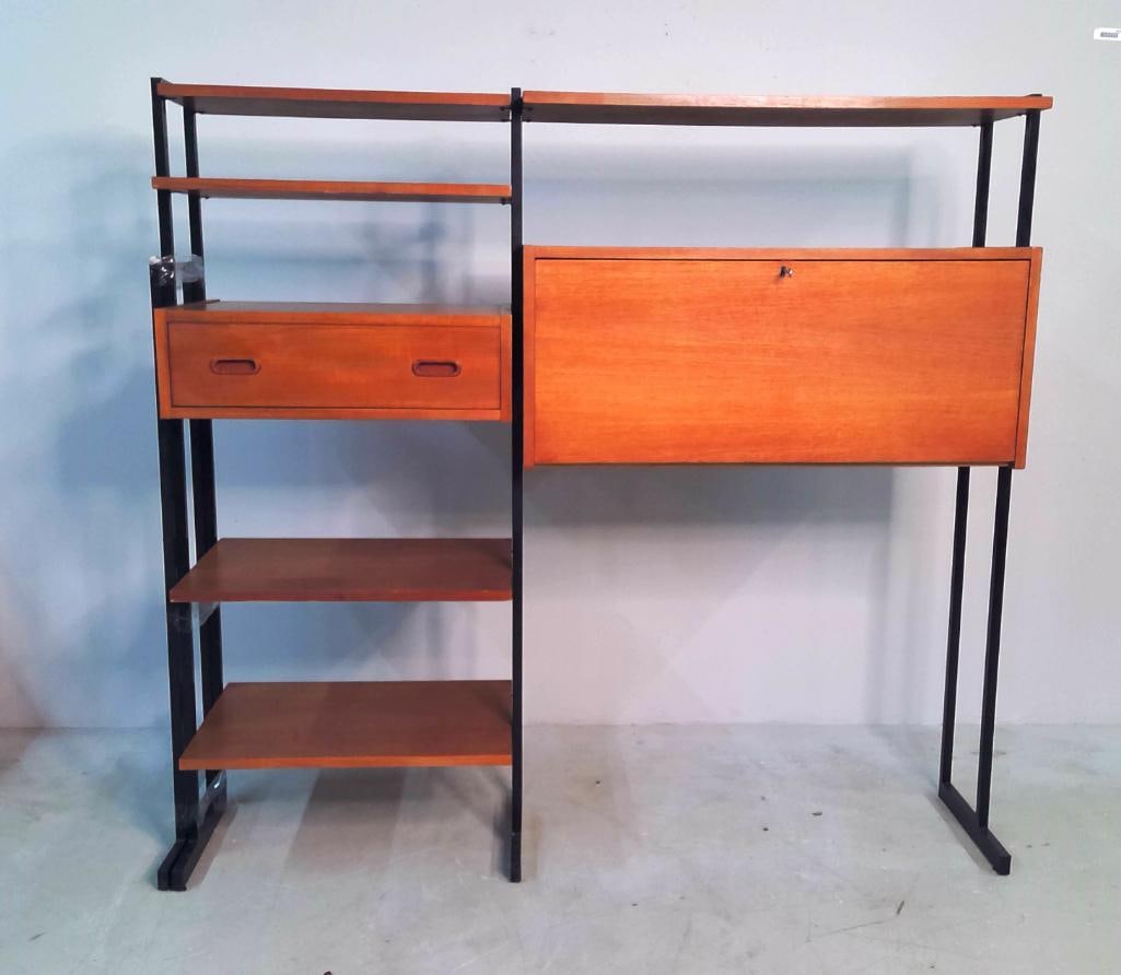 Mid-Century Modern Teak and Black Enamel Modular Secretary Wall Unit (1 of 14)