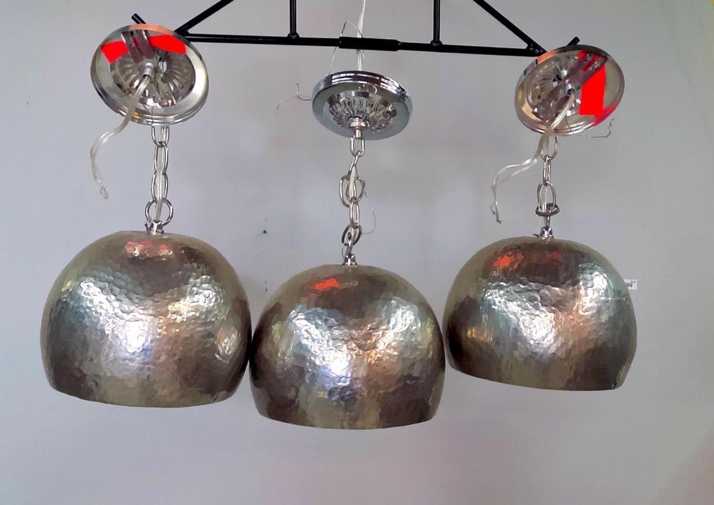 Three Hammered Metal Dome Pendant Lights (1 of 7)