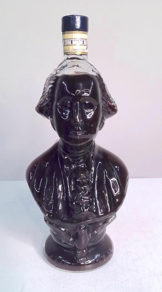 Pair of Cetti Figural Liqueur Bottles — Bust Decanter and Verdiana Cetti Urn: Pair of Cetti Figural Liqueur Bottles — Bust Decanter and Verdiana Cetti Urn Two related dark-glazed ceramic/glass figural liqueur bottles by Cetti (Certaldo, Firenze, Italy): (1) a bust decanter mo