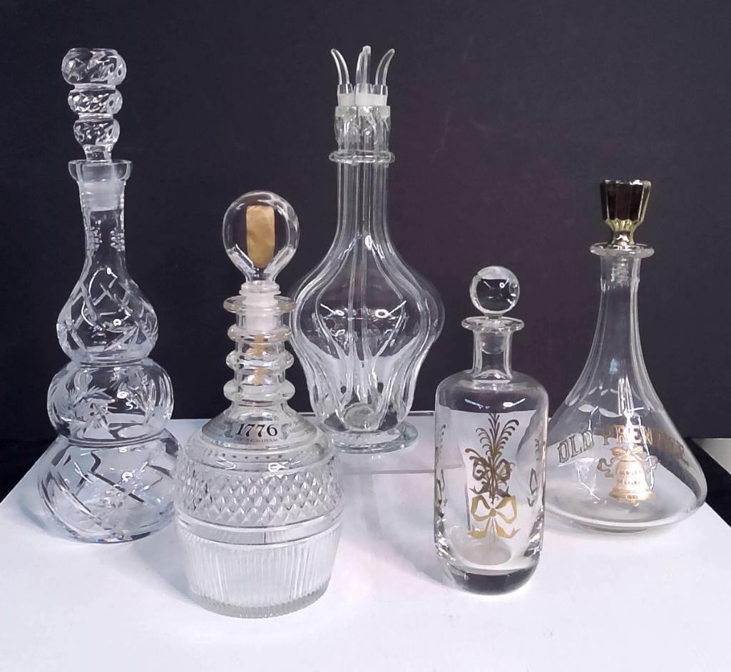 Five Vintage Decorative Glass Decanters (1 of 10)