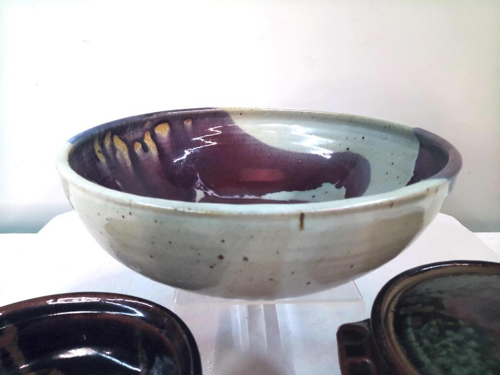 Three Studio Pottery Serving Vessels - 4