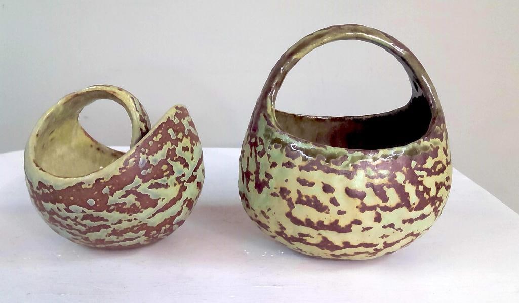 Michael Imes Pair of Handbuilt Stoneware Basket Vessels (1 of 12)