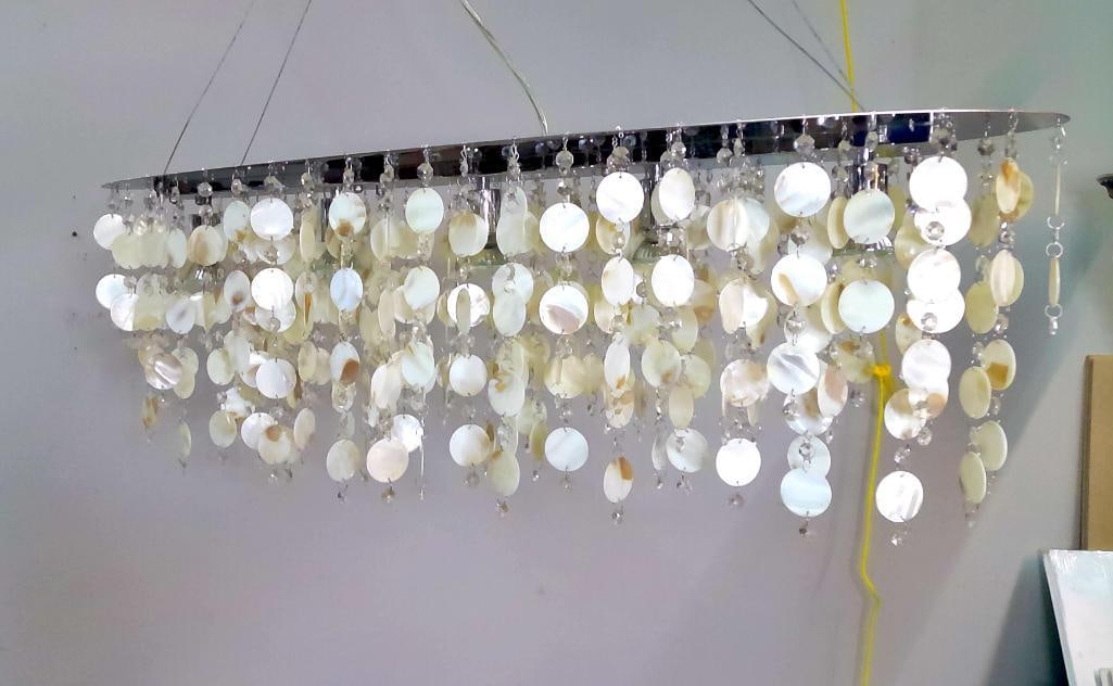 Contemporary Capiz Shell and Crystal Bead Chandelier (1 of 10)