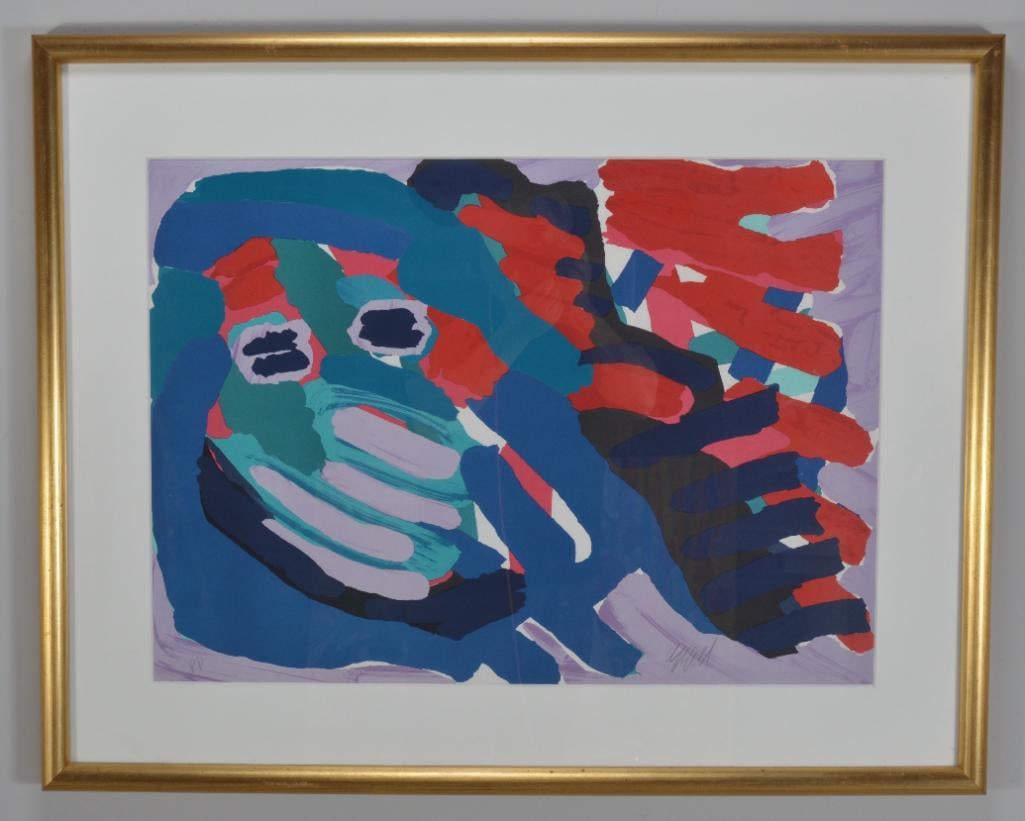 Karel Appel (Dutch, 1921-2006): Another Blue Head Again, 1978, PD impression from the edition of 175, on wove paper, PD Lithograph Signed and editioned lower third Image: H 21.25 x W 29.25 inches; Frame: H 30.5 x W 39 inches Matted 