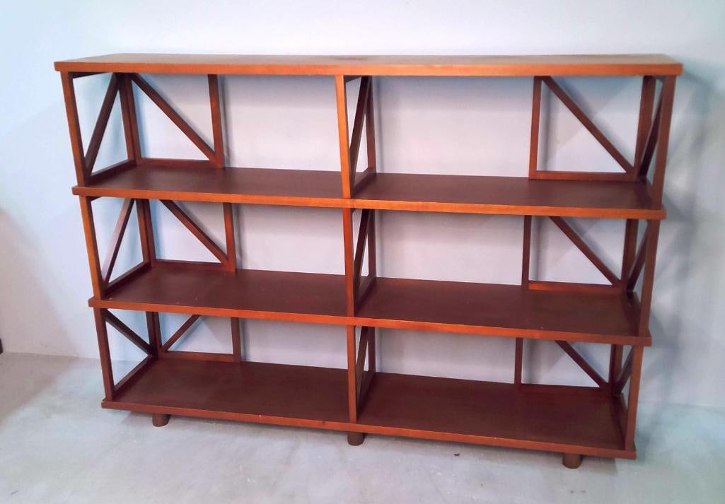 Contemporary Cherry-Finished Open Bookcase (1 of 8)