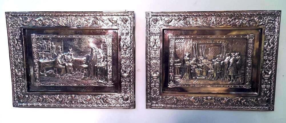 Pair of Spanish Historicist Silver-Plated Repoussé Wall Relief Plaques (1 of 12)