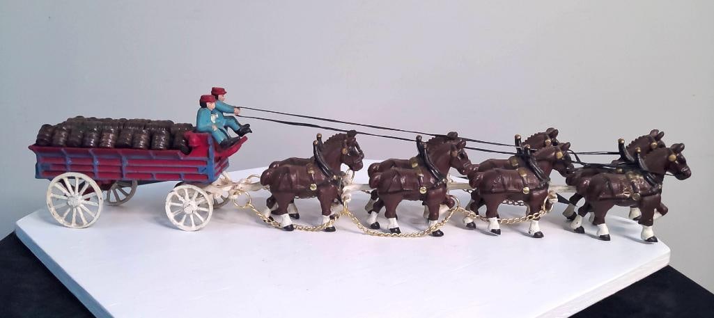 Vintage Cast-Metal Six-Horse Brewery Wagon (1 of 12)