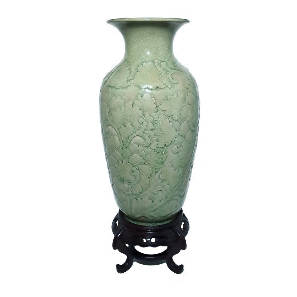 OUTSTANDING ANTIQUE CHINESE CELADON LONGQUAN VASE QING (1 of 4)