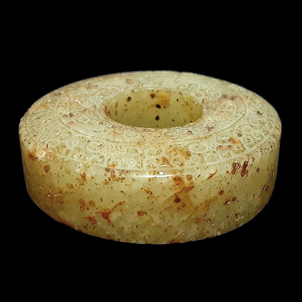EXQUISITE CHINESE ARCHAIC HAN HETIAN JADE BI ORNAMENT (1 of 3)