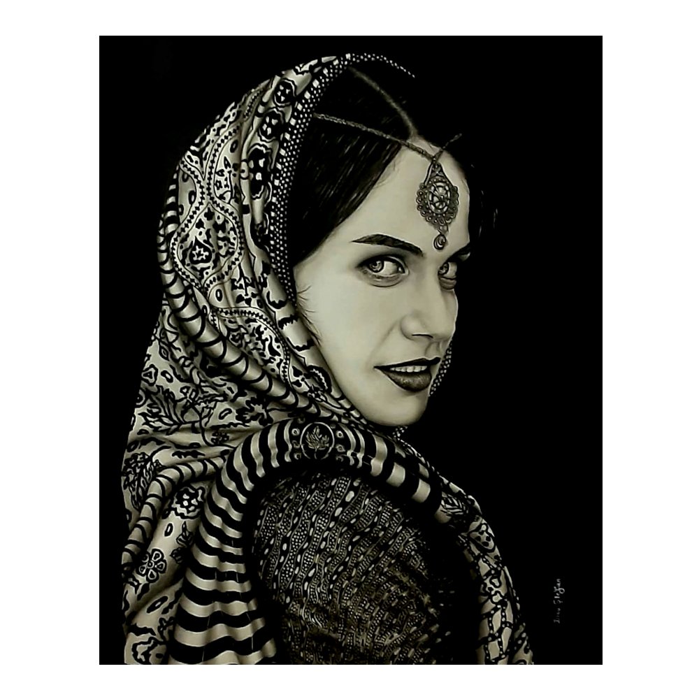 INDIAN BEAUTY GRAPHITE DRAWING BY STEFAN LUCIAN DINU (1 of 1)