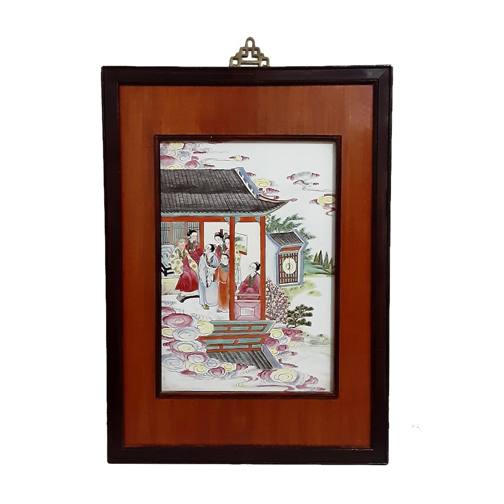 SUPERB LARGE IMPERIAL FAMILLE ROSE PLAQUE QING 19THC (1 of 7)