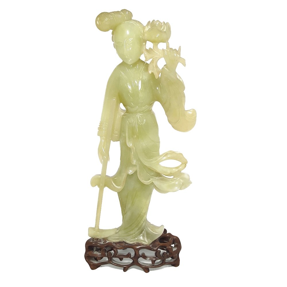 ELEGANT HETIAN JADE STATUE FEMALE IMMORTAL 36 CM  QING (1 of 2)