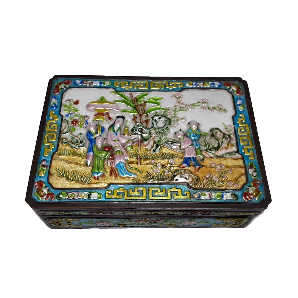 MAGNIFICENT CHINESE ANTIQUE ENAMEL BOX (1 of 9)