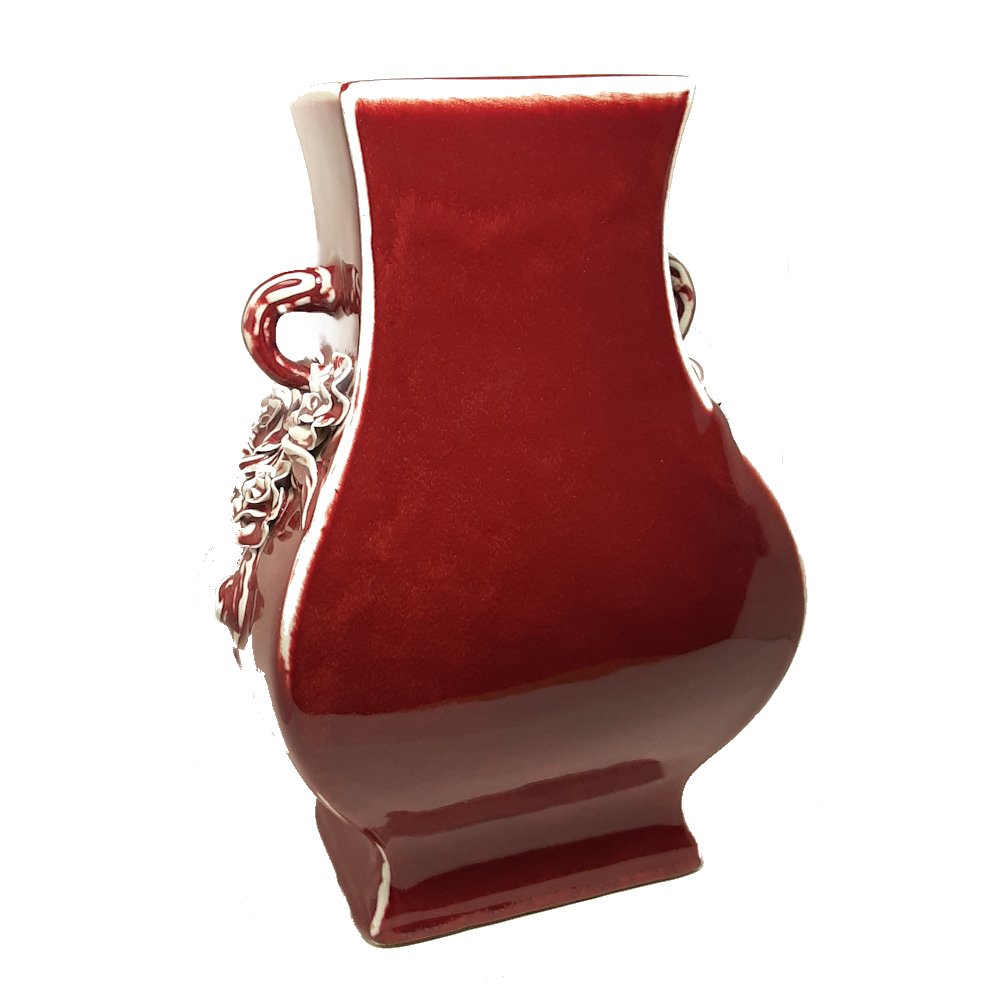 LARGE FLAMBE MONOCHROME RED GLAZE  VASE 19-20h C (1 of 5)