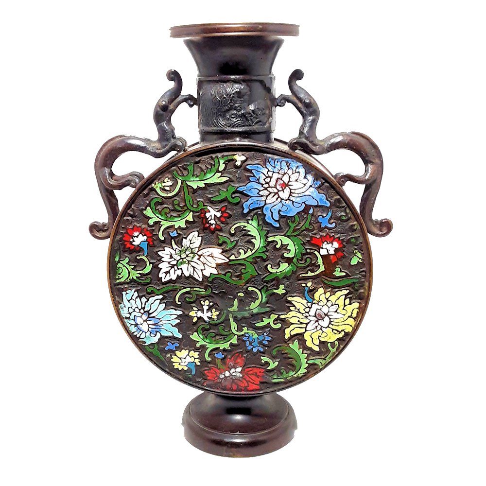 MASSIVE CHINESE BRONZE CLOISONNE VASE 18-19TH (1 of 6)