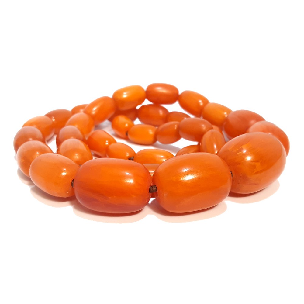 LARGE NECKLACE  BUTTERSCOTCH AMBER RESIN BEADS (1 of 4)