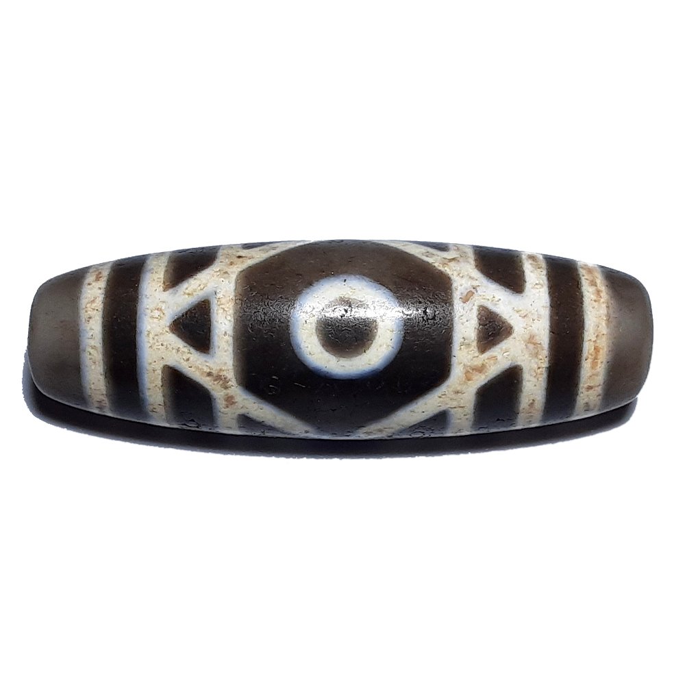RARE IMPRESSIVE LARGE OLD AGATE DZI BEAD DORJE PATTERN (1 of 4)