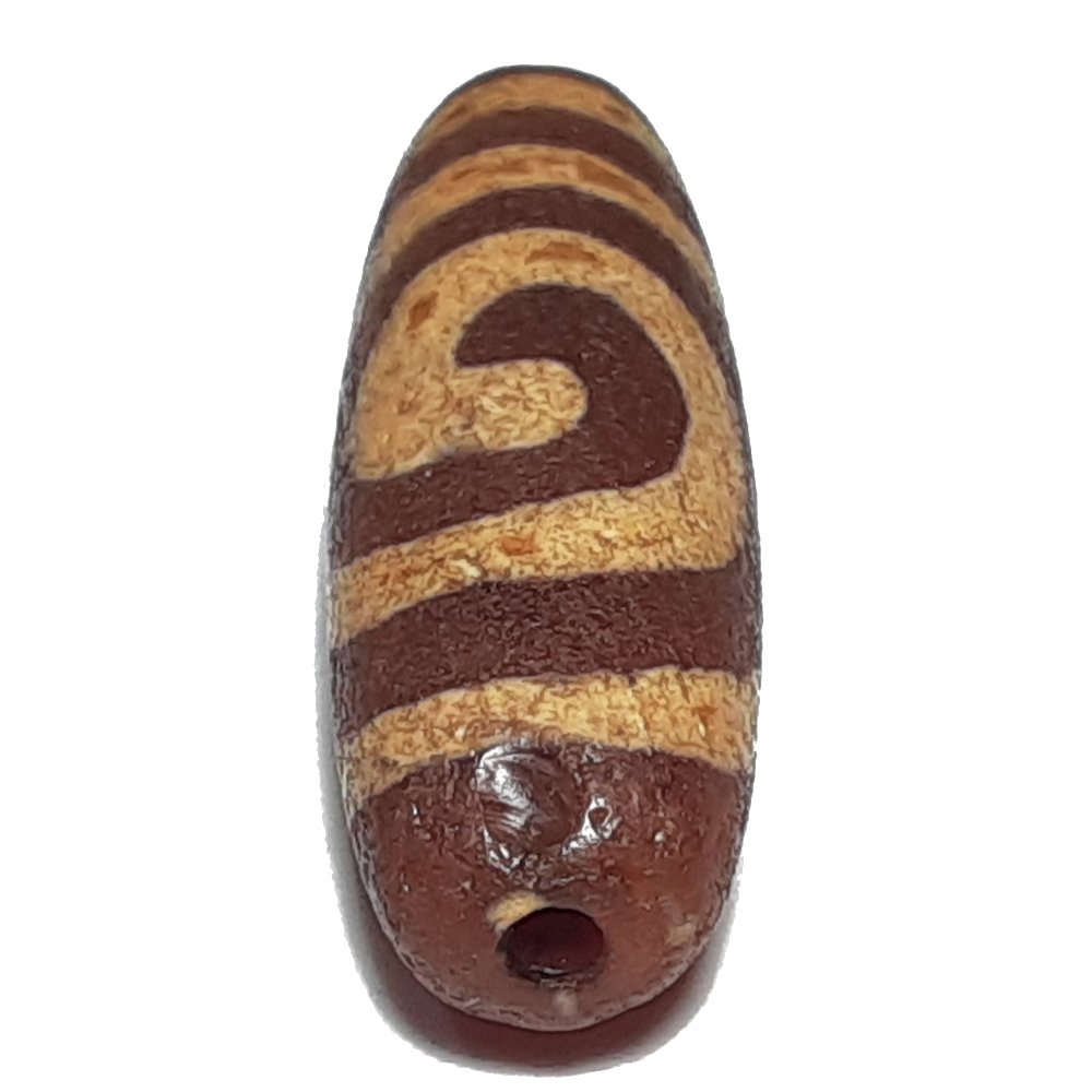 ANTIQUE RED AGATE DZI BEAD SPIRAL PATTERN (1 of 3)