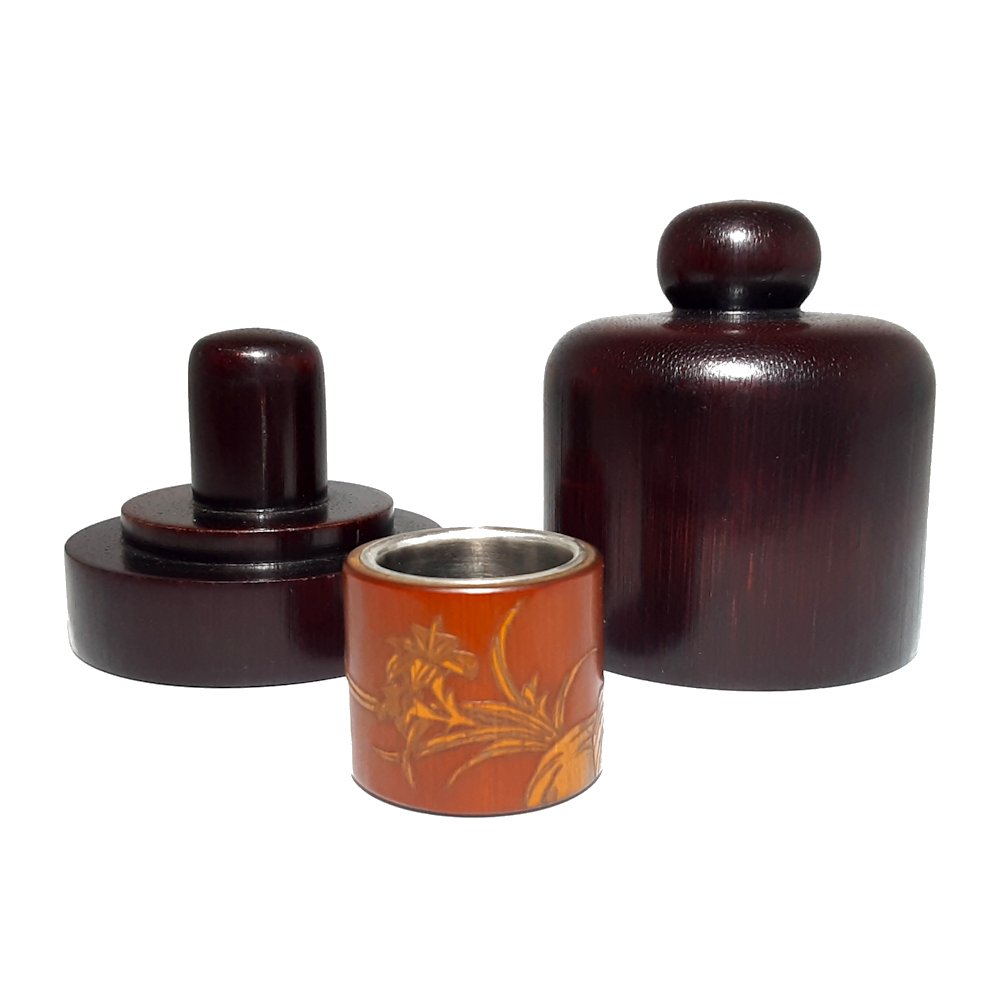 RARE CHINESE ARCHER RING BAMBOO & SILVER IN ZITAN BOX (1 of 7)