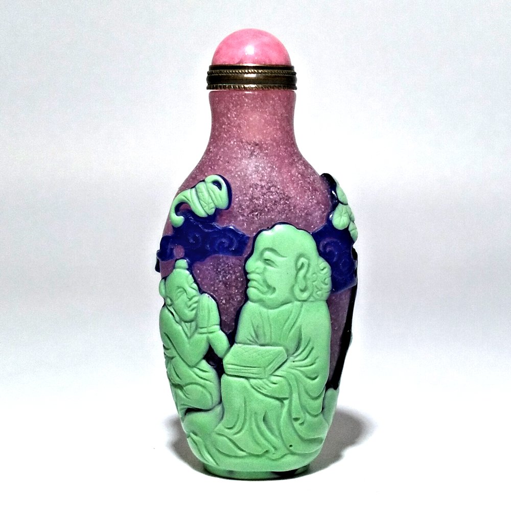 PEKING GLASS SNUFF BOTTLE SCHOLAR GREAT RARE COLORS (1 of 6)