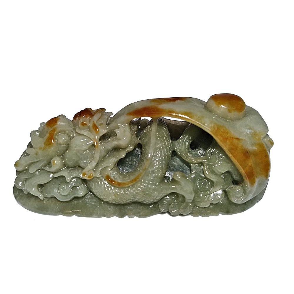 SUPERB NATURAL  CARVED JADEITE DRAGON PENDANT (1 of 5)