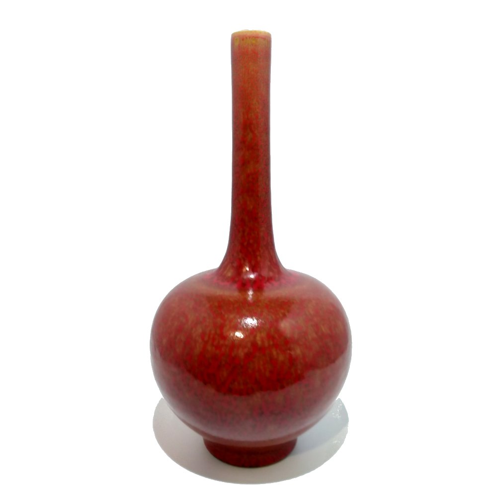 CHINESE  BOTTLE VASE PEACH BLOOM GLAZE KANGXI MARK (1 of 6)