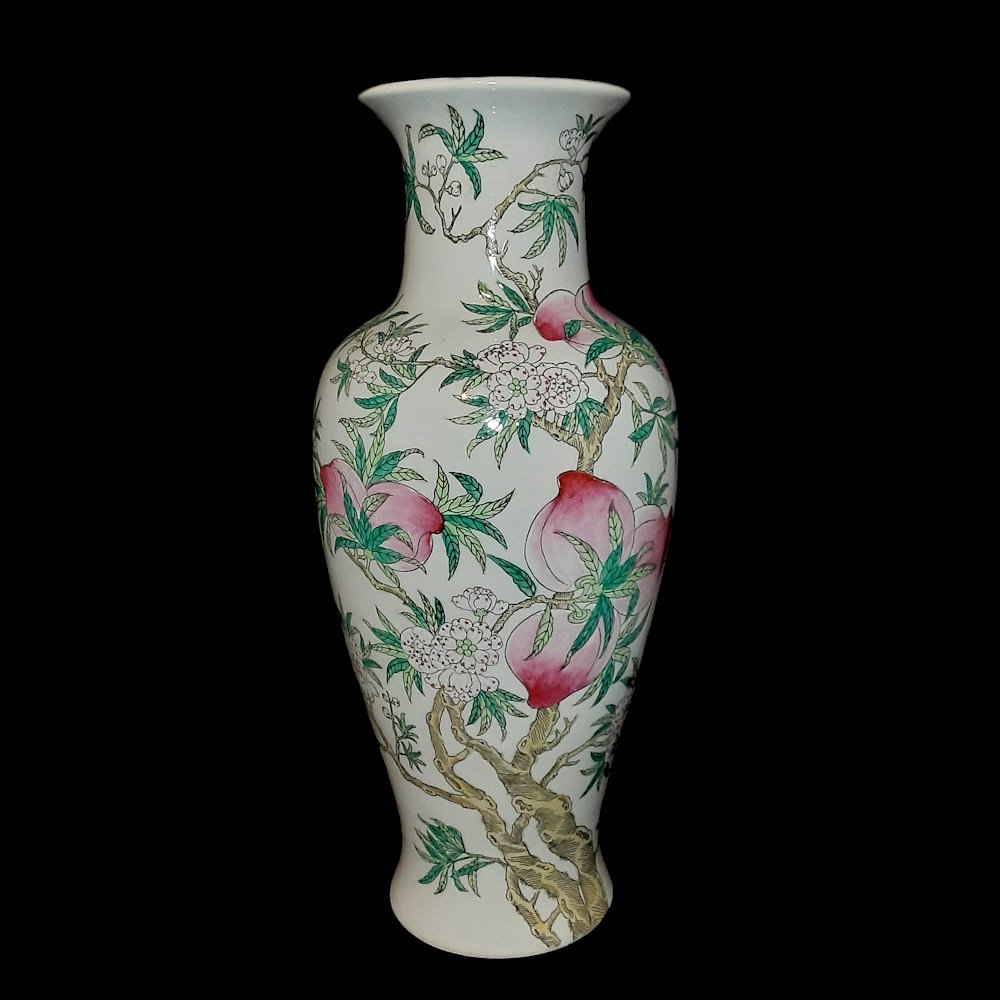 CHINESE FAMILLE ROSE PEACHES  VASE 18 INCHES GUANGXU (1 of 5)