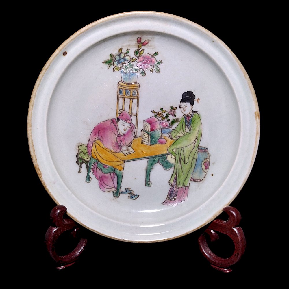 ANTIQUE CHINESE FAMILLE ROSE PLATE SHALLOW BOWL QING (1 of 3)